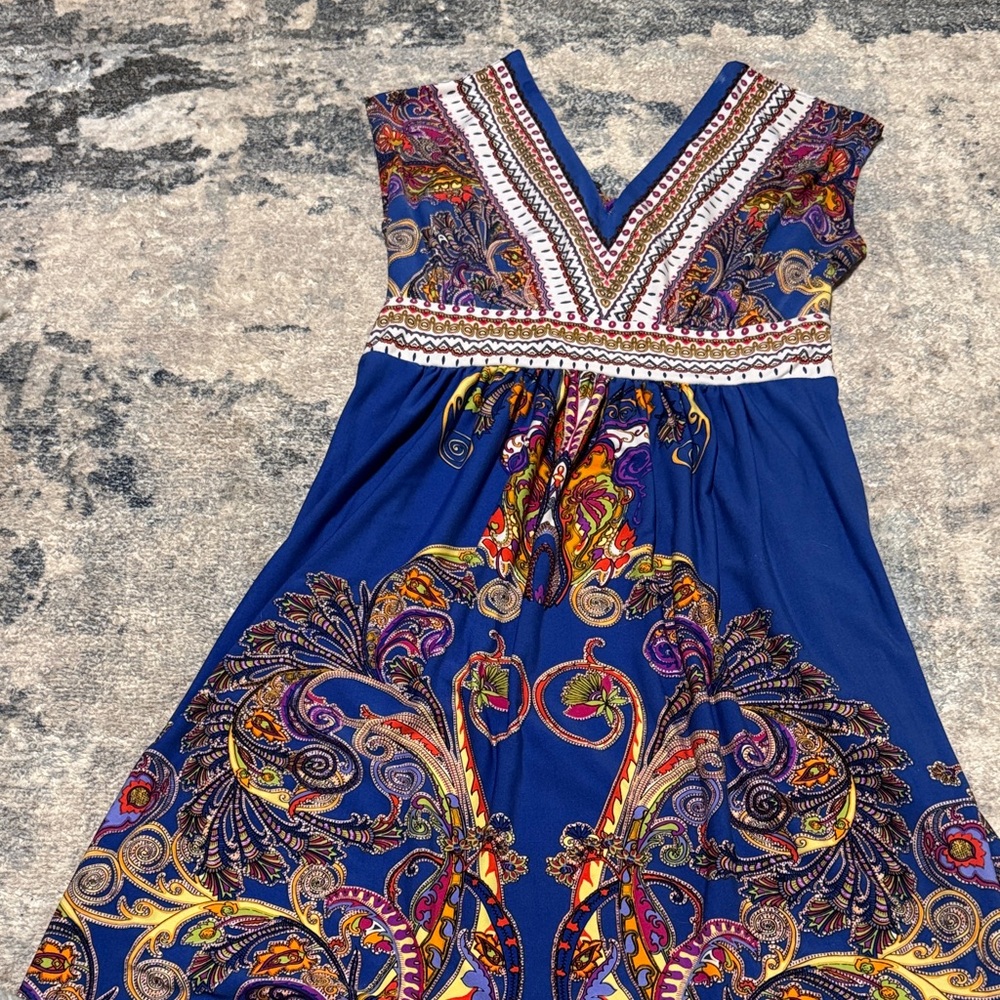 Vibrant Blue Paisley Women’s Dress